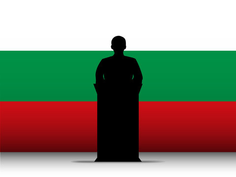 Bulgaria Speech Tribune Silhouette with Flag Background