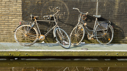 Two rusted bicycles