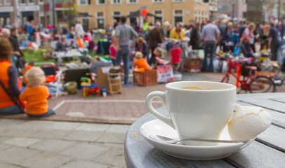 Typical Dutch flea market on Queen's Day