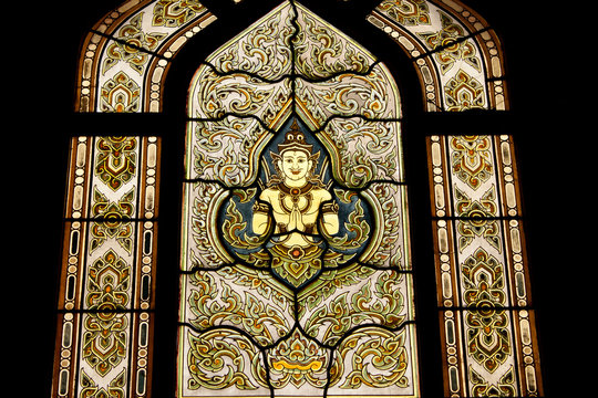 Stained glass window of angel in thailand