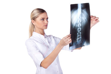 Portrait of girl doctor ECG, X-ray