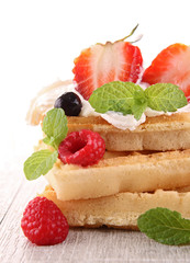 waffle and berries fruits