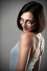 Fototapeta na wymiar Woman wearing eyeglasses