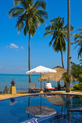 Fototapeta na wymiar Swimming pool near the sea, Thailand.