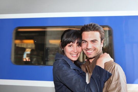 Couple At The Train Station