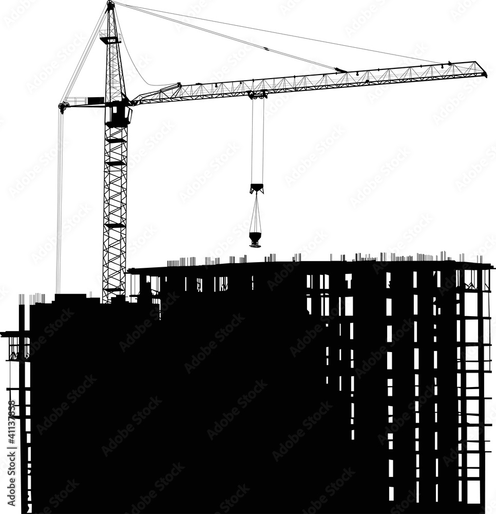 Poster isolated single crane and building