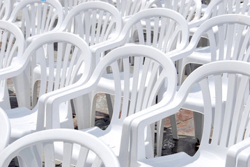 White plastic chairs