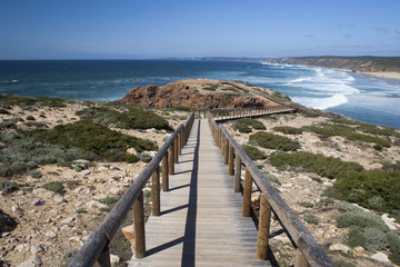 Fototapeta na wymiar Promontory adjacent to Bordeira Beach, Portugal