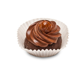 Chocolate cake isolated on white background