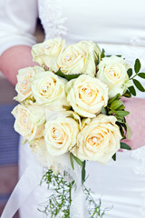 beautiful bridal bouquet of white roses
