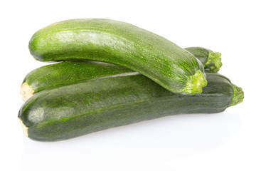Fresh green zucchini on white, clipping path included