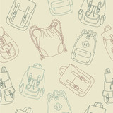 Seamless pattern with cartoon rucksacks