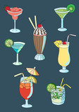 Set of cute cartoon cocktails