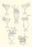 Set of various drinks outlines