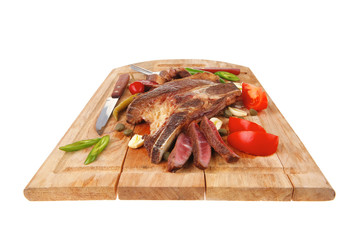 grilled beef meat fillet sliced on wood