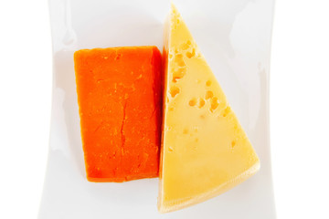 two pieces of french gourmet cheeses