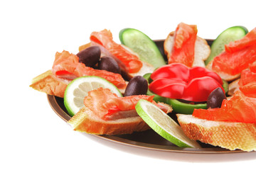 olives salmon and pepper