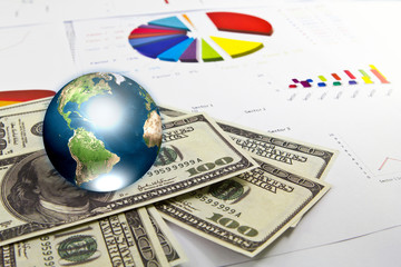 Dollar and business graph with earth (Elements of this image fur