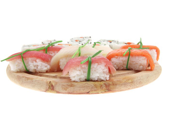 California Maki Roll with Nigiri set on plate