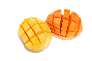carved mango isolated over white
