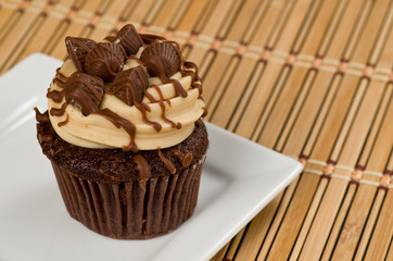 Peanut Butter Cupcake on Bamboo