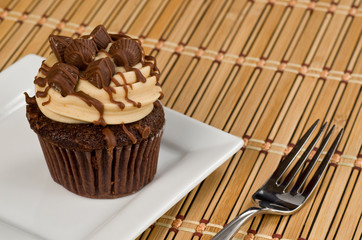 Peanut Butter Cupcake on Bamboo