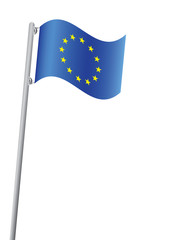 European Union flag on flagpole vector illustration