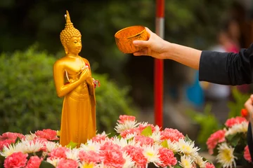 Foto op Canvas Songkran Bathing Buddha Statue Arm © Pius Lee