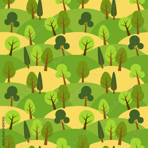Forest and hills seamless pattern