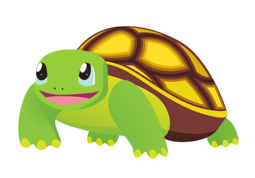 Cartoon Turtle. Vector illustration on white background