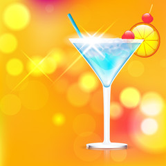 Cocktail on shiny background - place for text. Vector file.