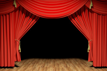 Red stage theater velvet drapes - 41149430