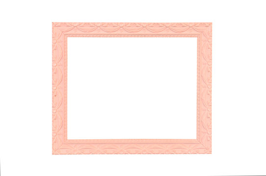 Vintage Pink Picture Frame Isolated On White