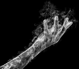 female hand from a smoke