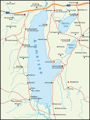 Naklejka premium Ammersee, Wörthsee, Pilsensee