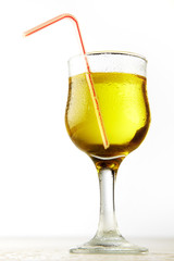 fresh Glass of apple juice isolated on white