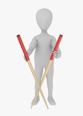 3d render of cartoon character with chopsticks