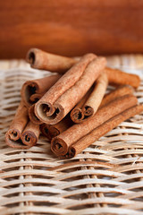 Cinnamon Sticks on woven trays