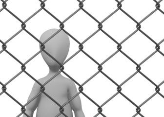 3d render of cartoon character with chain fence