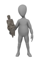 3d render of cartoon character with venus statue