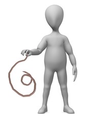 3d render of cartoon character with worm