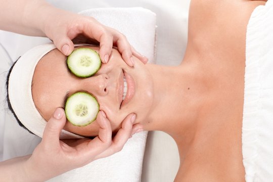 Natural Facial Treatment With Cucumber