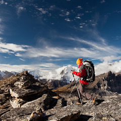 Hiking in Himalaya mountains