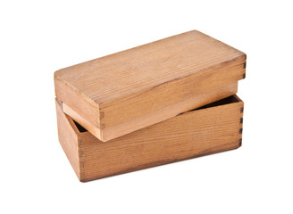 Wooden box on white background