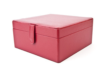Leather red case for cosmetic