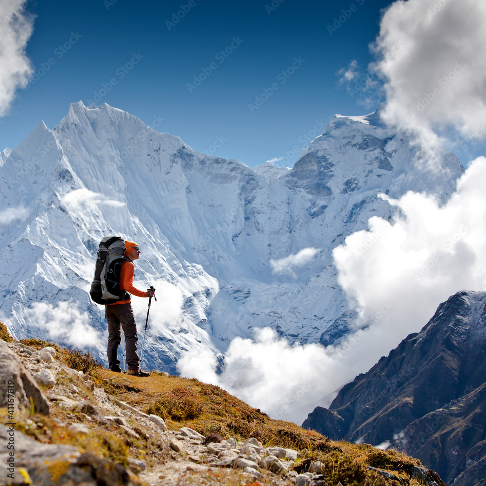 Poster Hiking in Himalaya mountains