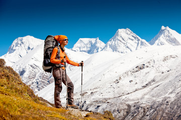 Hiking in Himalaya mountains