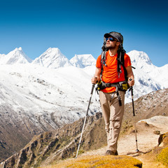 Hiking in Himalaya mountains