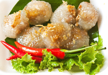 Tapioca balls or Tapioca dumpling (steamed tapioca dumpling with