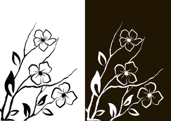 Papier Peint photo autocollant Fleurs noir et blanc deux versions de tirages en noir et blanc